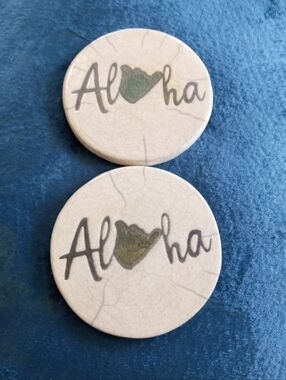 GORGEOUS Pair of Signed Javier Gaytan Hawaii Raku 4" Coasters